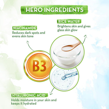 Mamaearth Rice Water Dewy Active Serum with 10% Niacinamide, Rice Water & Hyaluronic Acid - 50 ml For Glass Skin | Gives Dewy Finish |Brightens Skin|Suits All Skin Types